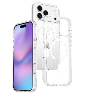 Transparent TPU PC Magnetic Ring Phone Case for <b>iPhone</b> Wireless Charging Compatible Shockproof Slim Design - Product Image 1
