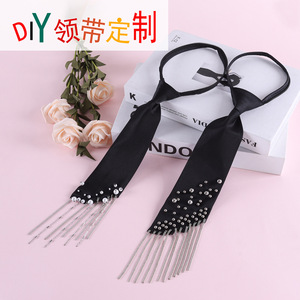 Corbata de Perlas con Borlas Personalizada para Mujer, Estilo Coreano, Sin Nudos, Venta al Por Mayor - Product Image 4