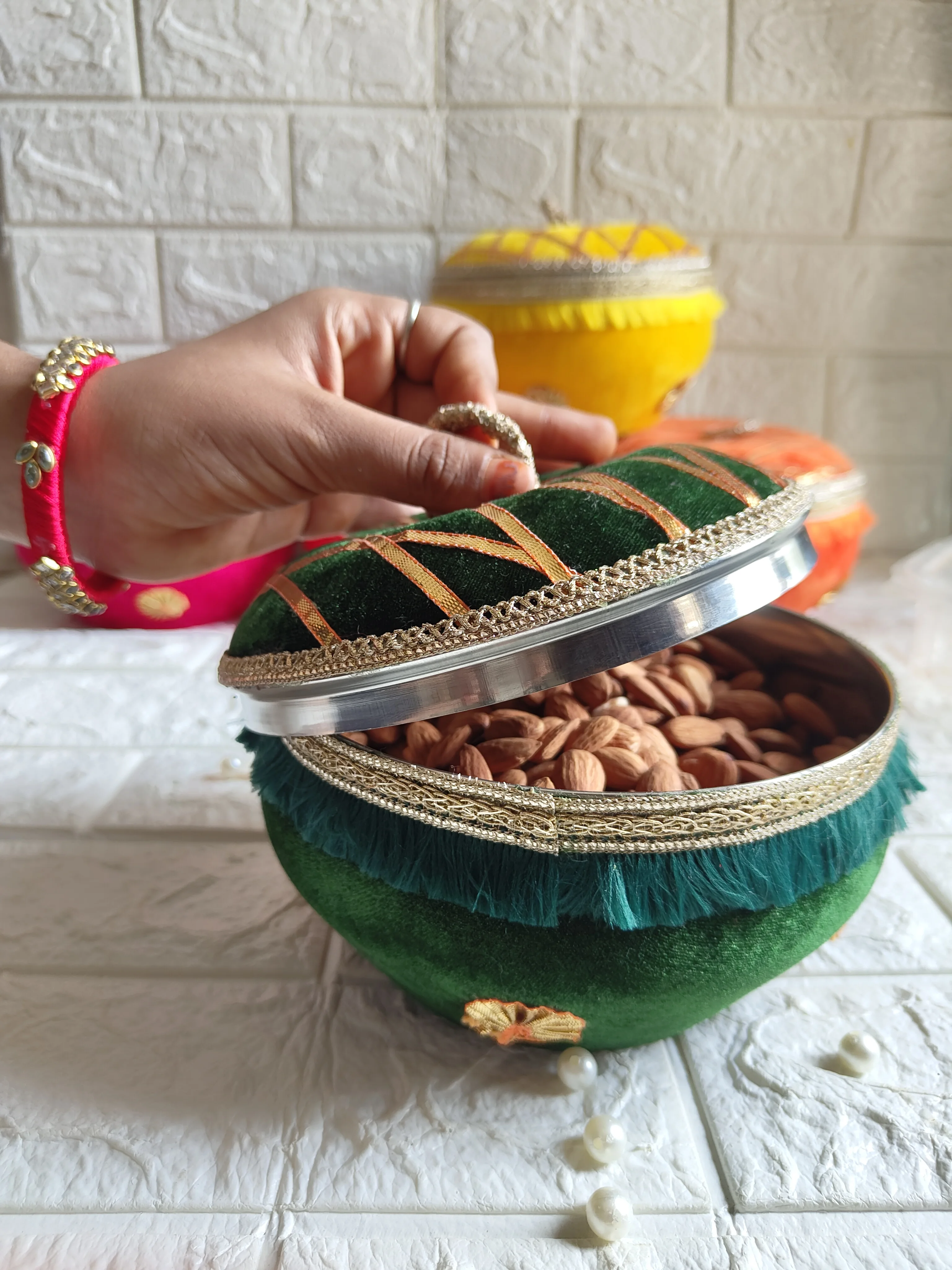 Hanging Sola Wood Pearl Lotus Buds Indian Home Decor Lightweight