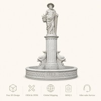 Fontaine en marbre d'usine avec sculpture du Dieu Apiculteur Mel, panier à miel, abeilles, décoration aquatique et dauphin pour villa, hôtel, jardin