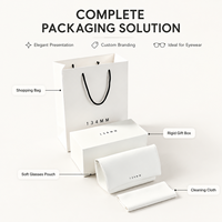 Ensemble d'emballage optique en tissu avec sac cadeau en papier blanc, étui à lunettes en cuir et pochette, personnalisable avec logo, vente en gros