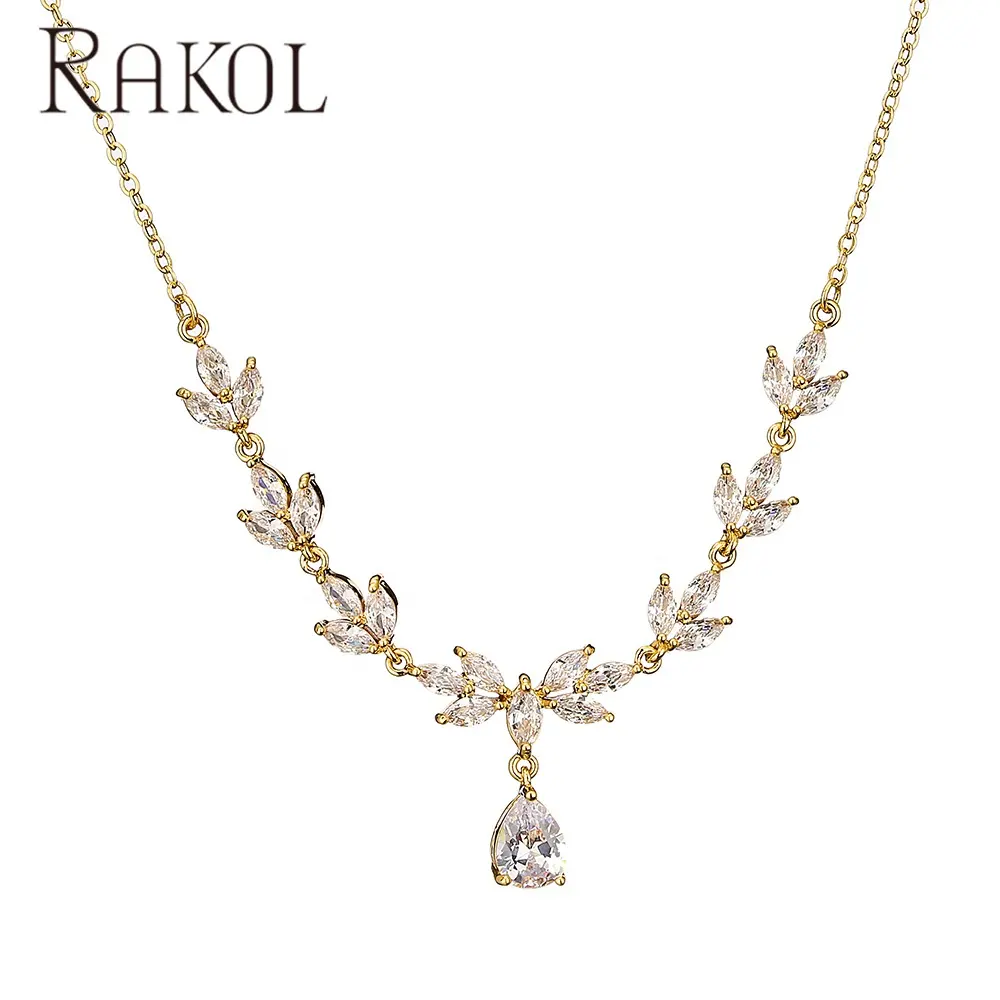 RAKOL NP2263 catene per collana placcate in oro 18 carati 2022 zircone cubico collana in oro con pendente a catena per donna