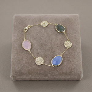Gold Plated Brass <b>Chain</b> Bracelet with Multicolour Gemstones Gold <b>Chain</b> Bracelet Multicolour Gemstone Ethnic Design Children's - Product Image 2