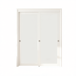 Portes de placard coulissantes doubles en bois blanc et verre 60 x 80 avec kit de quincaillerie d'installation - Product Image 1
