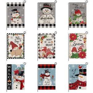 Drapeau de jardin rectangulaire de Noël transfrontalier, Père Noël, en polyester, double couche, imprimé recto-verso, décoration de vacances pour l'extérieur - Product Image 2