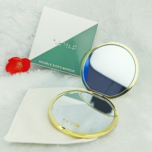 Miroir de poche pliable en alliage trèfle à quatre feuilles doré, miroir de maquillage double face, mini miroir de poche brillant plaqué or - Product Image 1