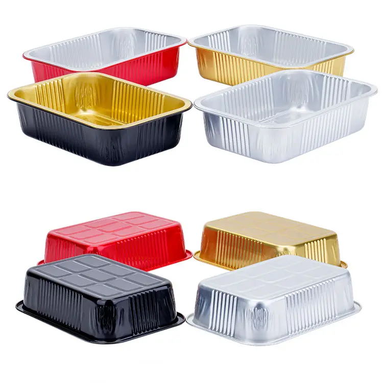 Best Price Factories Price Food Grade Disposable Use Black Gold Eco Friendly Takeaway Aluminum Foil Food Packaging Container