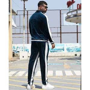 Người Đàn Ông Của Velour Tracksuit Set Đầy Đủ Zip Áo Khoác Giản Dị Quần Ấm Thể Thao Tập Thể Dục Trang Phục Cho Mùa Đông 2-Mảnh Sweatsuit Chạy Bộ Phù Hợp Với - Product Image 4