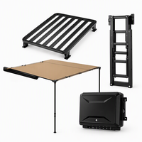 YYD OVERLAND Ensemble de camping tout-terrain 4 pièces en alliage d'aluminium pour JETOUR Traveler T2 : Barres de toit, auvent souple et boîte de rangement