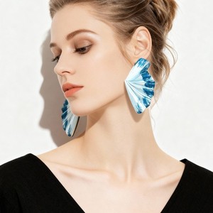 Alla moda rosa blu a forma di ventaglio foglie orecchini pendenti <span class=keywords><strong>gioielli</strong></span> per le donne - Product Image 1