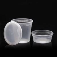 Bols ronds jetables transparents en PP de qualité alimentaire avec couvercles, étanches, compatibles micro-ondes et sans BPA, pour soupes, salades et desserts