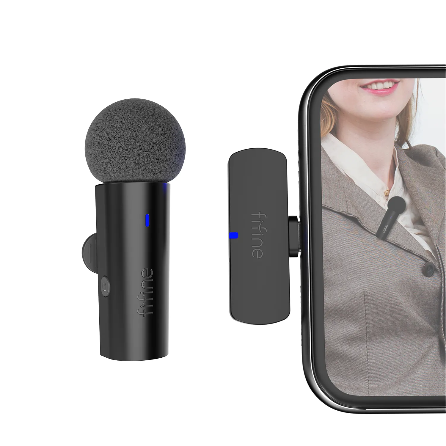 Fifine son 2.4G profesyonel canlı Streaming açık Video yaka kablosuz mikrofon yaka mikrofonu Smartphone kayıt mikrofonu