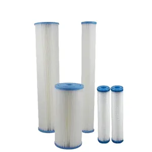 Grande cartouche de filtre à eau plissée bleue de 20 microns filtre à eau d'air en polyester de 10 pouces