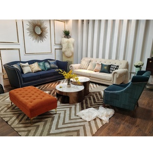 Nouveau mobilier de salon, ottoman rectangulaire de luxe en velours capitonné - Product Image 5