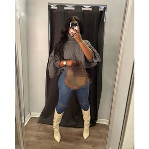 Autumn Winter Casual Women <strong>Sweater</strong> Solid Color Turtleneck Crop Top <strong>Knitted</strong> Pullover <strong>Sweater</strong> Women Casual Top - Product Image 3