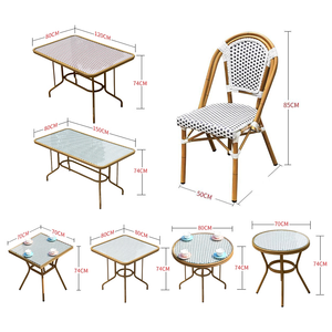 Ensemble de table à manger nordique, ensemble de chaises longues <span class=keywords><strong>en</strong></span> rotin, chaise de <span class=keywords><strong>jardin</strong></span> moderne <span class=keywords><strong>en</strong></span> bois pour l'extérieur, chaises de <span class=keywords><strong>jardin</strong></span> françaises, café - Product Image 4