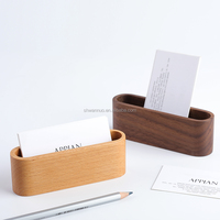 Wanuocraft Personnalisé Logo Hêtre Noyer En Bois Support de Carte Porte-Stylo De Bureau Carte de Visite Boîte Organisateur