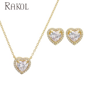 Rakol Sp3348 Vàng Mạ Pha Lê Trái Tim Mặt Dây Chuyền Trang Sức <span class=keywords><strong>Set</strong></span> Dễ Thương Bông Tai Vòng Cổ Phụ Kiện Quà Tặng - Product Image 6