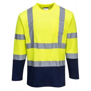 PORTWEST - S280YNRXXL Camiseta de algodón de manga larga de dos tonos Comfort Amarillo/Azul Marino-EAN 5036108320110 ROPA DE TRABAJO DE LA HI-VIS - Product Image 1