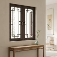 Fenêtre en alliage d'aluminium à vitrage Low-E, style chinois ancien de luxe, à économie d'énergie, motif classique typique pour chambre à coucher, certifiée Energy Star
