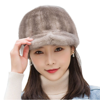 Casquette de baseball en fourrure de vison véritable de luxe, noire et marron, pour femme, idéale pour l'hiver