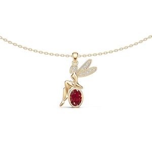 <span class=keywords><strong>Collana</strong></span> con Ciondolo Originale in Argento 925 con Zaffiro Blu, <span class=keywords><strong>Rubino</strong></span> e Zirconia Cubica Rossa, Ali Incantate e Fata Fantasiosa - Product Image 4