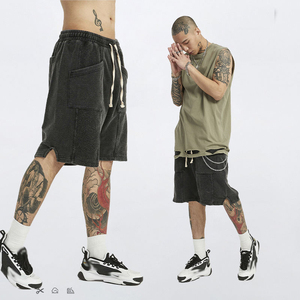 Pantalones Cortos Deportivos Transpirables Vintage para Hombre, Lavado Ácido Personalizado, 100% Algodón, Dobladillo sin Rematar, Pantalones Cortos de Felpa Francesa - Product Image 6