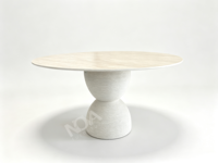Table à manger ronde moderne avec plateau en pierre de travertin et base en corde, table artistique pour hôtel, appartement ou projet commercial
