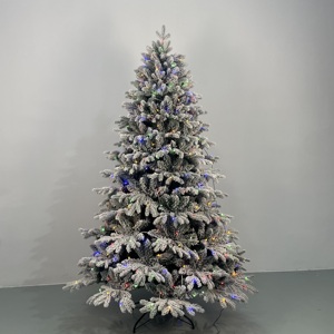 Pre-Lit Flocked Christmas Tree Multicolor Lights, Snowy Branches Metal Stand, Ideal for Home Holiday <strong>Winter</strong> <strong>Wonderland</strong> <strong>Decor</strong> - Product Image 1