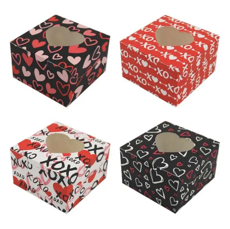 San valentino tema amore cuore carino scatola di carta di san valentino festa bomboniera caramelle regalo cioccolato scatole di imballaggio con finestra