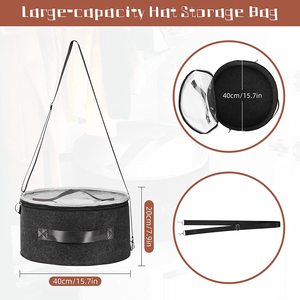 ट्रैवल हैट स्टोरेज फेडोरा हैट बॉक्स आयोजक बेसबॉल टोपी के लिए स्पष्ट प्लास्टिक महसूस भंडारण बॉक्स - Product Image 5