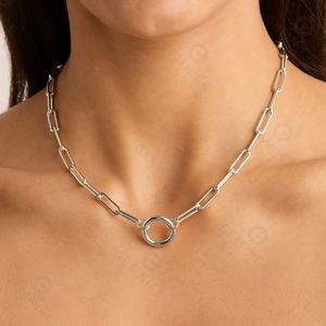 جيمنل مجوهرات كلاسيكية كورية، سلسلة بمشبك ورقي 18 بوصة، سلسلة طويلة من الفضة الخالصة عيار 925 للنساء - Product Image 4