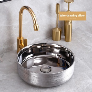 Lusso moderno oro rotondo <span class=keywords><strong>lavabo</strong></span> <span class=keywords><strong>lavabo</strong></span> in ceramica Hotel appartamento doccia per la vendita - Product Image 4