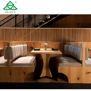 Mejor precio Hotel comercial Sillas de comedor modernas Cuero Acero Restaurante Bar Café Panel sólido Banco Sofá Cabina Banco - Product Image 1
