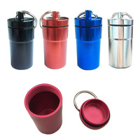 Caja de Almacenamiento Redonda de Aluminio, Impermeable, con Tapa de Rosca, Mini Contenedor Metálico para Tapones para los Oídos, Cenicero, Pastillero, para Exteriores, EDC