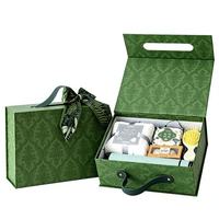 Ensemble d'emballages rigides écologiques de luxe sur mesure, avec pelliculage mat, gaufrage, sac en papier, boîte cadeau haut de gamme pour cosmétiques et bijoux
