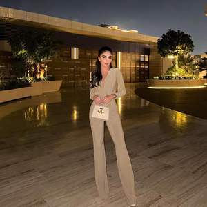 Combinaison élégante sur mesure pour femme 2026, manches longues, sans couture, drapée en crêpe, tenue de soirée, tailles S M L - Product Image 4