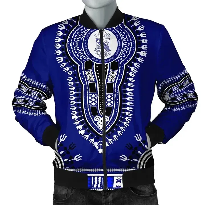 Chaqueta Bomber con estampado personalizado para hombre, Cazadora Bomber informal de talla grande, con estampado de Dashiki, Phi Beta Sigma