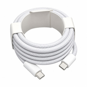 Cable de Datos de Carga Rápida Dual-C de 240W, Trenzado, Blanco, USB-C a USB-C para iPhone, Android, Huawei, Laptops y Teléfonos - Product Image 1