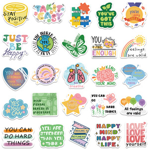 50 pièces coloré rester positif Phrases Graffiti autocollants <span class=keywords><strong>pour</strong></span> livre décor santé mentale inspirant cadeau autocollant - Product Image 3