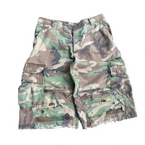 Men's Camouflage Cargo Shorts Mid Waist Ripped Canvas Breathable Bermuda Shorts Casual Style Button Fly 100% Cotton - Product Image 2
