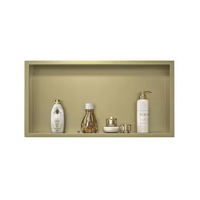 Niche de douche encastrée en acier inoxydable 304 sur mesure, luxe moderne, or avec éclairage LED, adaptée à la maison et aux hôtels