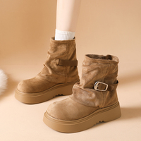 Bottes courtes à plateforme et talon moyen pour femmes, nouvelle collection, style rétro, bout rond, polyvalentes, élégantes, pour tous les jours, mode streetwear