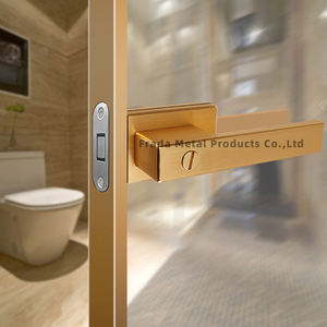 Juego de cerradura de puerta de vidrio con marco de perfil delgado de aluminio con manija para casas y hoteles - Product Image 2