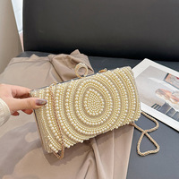 Pochette élégante en perles brillantes et strass pour femme, sac à main perlé pour soirée, sac à bandoulière pour fête formelle