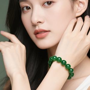 Pulsera de Ágata Verde Natural al por Mayor, Joyería de Cristal Curativa Hecha a Mano para Adolescentes, Pulsera para Hombre - Product Image 3