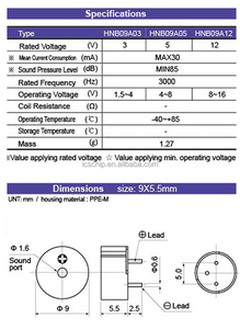Buzzer de Alta Calidad de 9 mm * 5,5 mm, Buzzers Integrados Ultracompactos 0905 0955 3V TMB09A03 5V TMB09A05 12V TMB09A12, Buzzer Activo - Product Image 5
