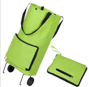 गर्म बिक्री के लिए शॉपिंग 600D पॉलिएस्टर पहिएदार अच्छी गुणवत्ता बंधनेवाला foldable ट्रॉली बैग