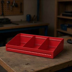 Red <b>Tool</b> Storage Tray With Dividers For Organizing <b>Small</b> Parts And <b>Tools</b> In Workshop Or Garage - Product Image 3