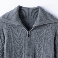 Pull en cachemire pour femme, col large, demi-zip, tricot torsadé épais, chaud et décontracté pour l'hiver